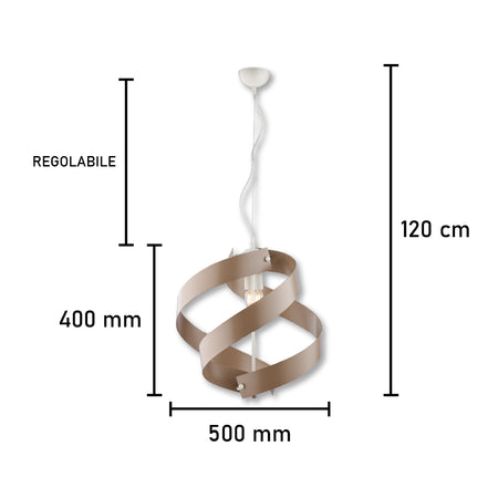 Lampadario a Sospensione in Metallo Verniciato, 2 luci, Circolare Sagomato 46W
