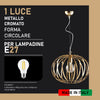 Lampadario Sospensione Metallo Cromato Ginevra  1 luce E27 Oro