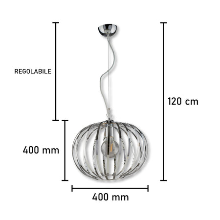 Lampadario Sospensione Metallo Cromato Ginevra 1 luce E27 Cromo