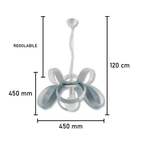 Lampadario Moderno 1 Luce Metallo Verniciato Curvato Bianco Grigio