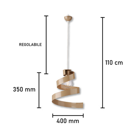 Lampadario Sospensione 1Luce E27 Metallo Altezza Regolabile Tortora Moderno