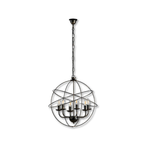 Lampadario Sospensione Metallo Circolare Samira  6 luci Nero/Argento