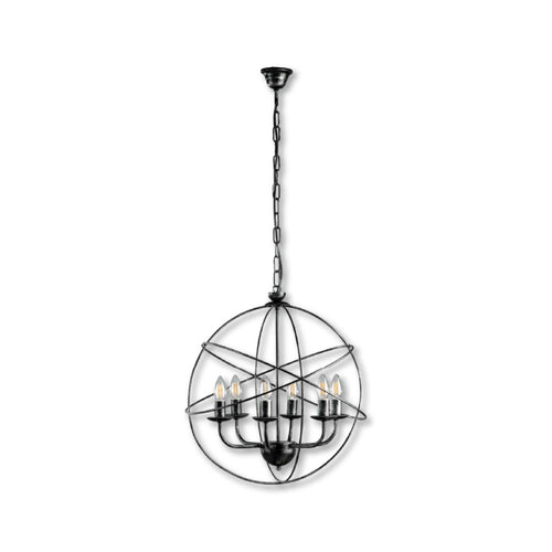 Lampadario Sospensione Metallo Circolare Samira 6 luci  E14 Nero/Oro