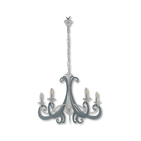 Lampadario Sospensione Metallo Verniciato Camilla 5 luci E14 Bianco/Grigio