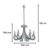 Lampadario Sospensione Metallo Verniciato Camilla 5 luci E14 Bianco/Grigio