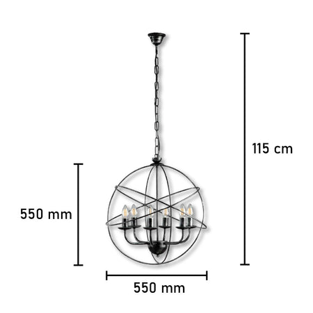 Lampadario Sospensione Metallo Circolare Samira 6 luci E14 Nero/Oro