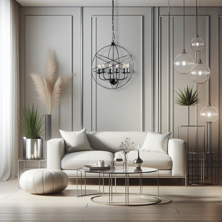 Lampadario Sospensione Metallo Circolare Samira 6 luci E14 Nero/Oro