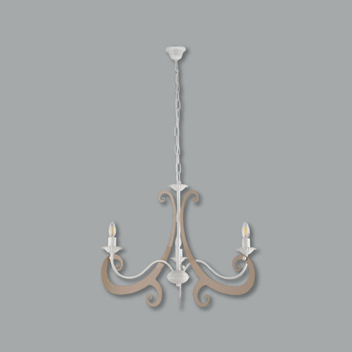 Lampadario Sospensione Metallo Verniciato Camilla 3 luci E14 Bianco/Tortora