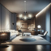 Lampadario Sospensione Metallo Verniciato Camilla  5Luci  E14 Bianco/Nero