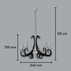 Lampadario Sospensione Metallo Verniciato Camilla  5Luci  E14 Bianco/Nero