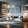 Lampadario Sospensione Metallo Verniciato Camilla 5 Luci  E14 Bianco/Tortora