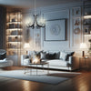 Lampadario Sospensione Metallo Verniciato Camilla  5Luci  E14 Bianco/Nero