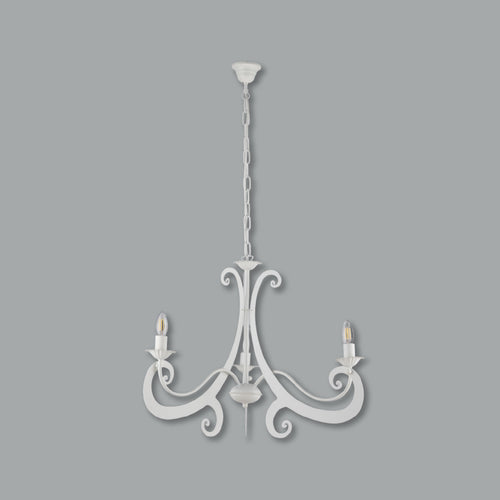 Lampadario Sospensione Metallo Verniciato Camilla  3 Luci E14 Bianco