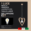 Lampadario Sospensione Metallo Colorato Lavorato a Mano 1luce E27 57W Tortora
