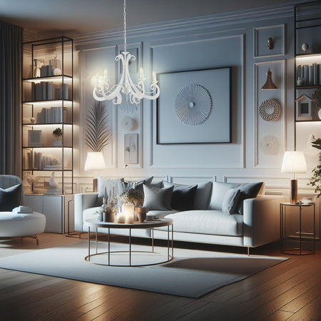 Lampadario Sospensione Metallo Verniciato Camilla 5 luci E14 Bianco