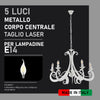 Lampadario Sospensione Metallo Verniciato Camilla 5 luci E14 Bianco