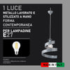 Lampadario Sospensione 1Luce E27 Metallo Altezza Regolabile Grigio Moderno