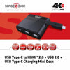 USB 3.0 Type-C to HDMI 2.0 + USB 2.0 Mini Dock, Cavo, USB 3.1 (3.1 Gen 2) Type-C, Nero