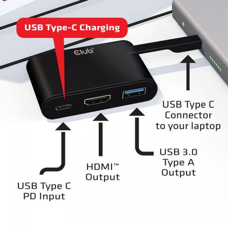 USB 3.0 Type-C to HDMI 2.0 + USB 2.0 Mini Dock, Cavo, USB 3.1 (3.1 Gen 2) Type-C, Nero