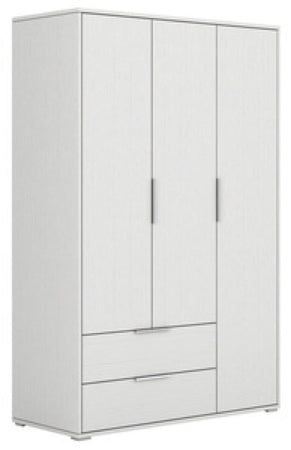 KIT ARMADIO TRE ANTE E DUE CASSETTI CM. 118X51X183H ROVERE O BIANCO