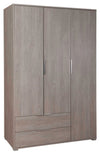 KIT ARMADIO TRE ANTE E DUE CASSETTI CM. 118X51X183H ROVERE O BIANCO