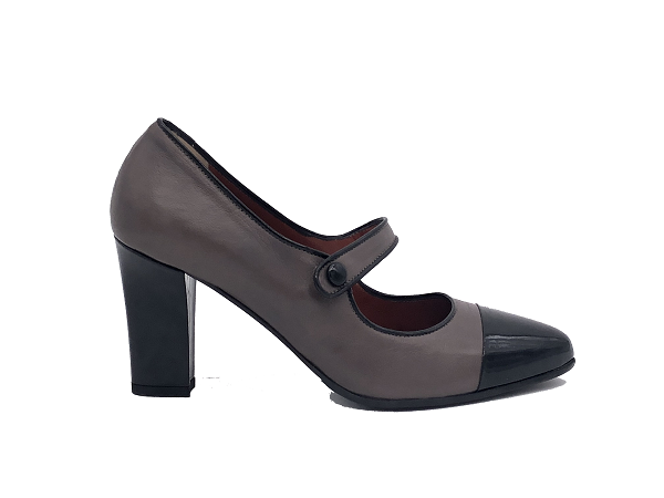 DONNA SOFT Décolleté in pelle grigia e nera MOT954