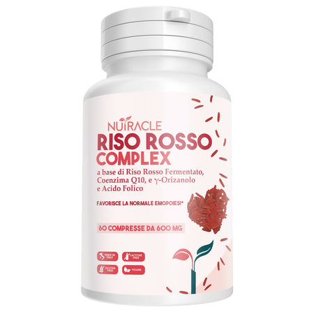 Nutracle riso rosso fermentato 60 compresse - integratore colesterolo con monacolina k, acido folico, coenzima q10, policosanoli e gamma orizanolo