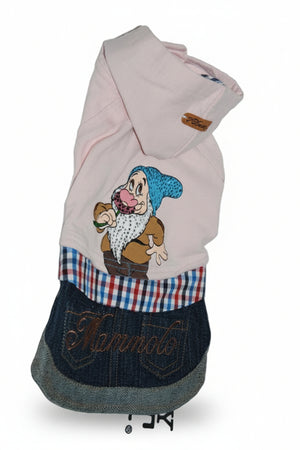 Vestito per cani con gonna in jeans e felpa rosa Mammolo