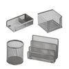 Set Scrivania 4 Accessori In Rete Metallica Argento 1424 Lebez