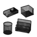 Set Scrivania 4 Accessori In Rete Metallica Nero 1424 Lebez