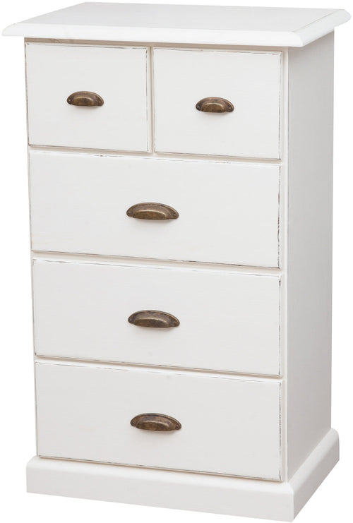 Biscottini Cassettiera Country Biscottini legno tiglio bianca anticata 63x41x100 Made Italy