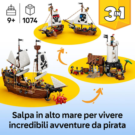 Lego Creator - Iconica Nave da Pirata 3 in 1 - 31387
