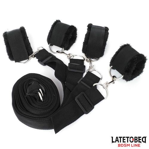 Bondage set Velvet manette cavigliere per il letto sistema contenimento regolabile nero