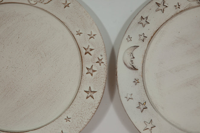 Biscottini Set 2 Piatti Biscottini Legno Bianco Anticato 37x26x3.5 Made Italy Arredo Casa