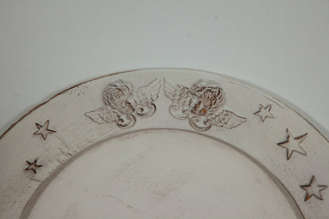 Biscottini Set 2 Piatti Biscottini Legno Bianco Anticato 37x26x3.5 Made Italy Arredo Casa