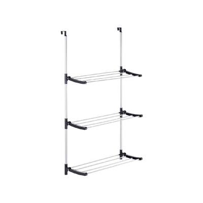 Stendino Pieghevole 3Piani in metallo Zincato e Plastica Stendino per Termosifone Dietro Porta Silver e Nero