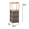 Mobile Cassettiera 2Mensole 3Cassetti Legno Naturale e Stoffa Grigio 32 x 26 H 89cm