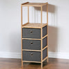 Mobile Cassettiera 2Mensole 3Cassetti Legno Naturale e Stoffa Grigio 32 x 26 H 89cm