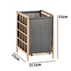 Cesta Porta Biancheria in Legno Naturale e Stoffa Capacità 45 lt H60cm Grigio
