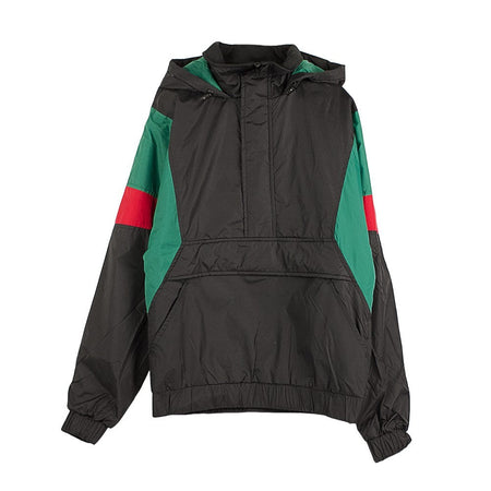 URBAN CLASSICS Giaccone Infilabile Uomo 3 Tone Pull Over Black/green/fire Red da uomo