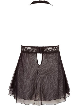Curvy - Babydoll capezzoli scoperti Nero Pizzo