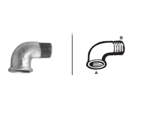 CORNAT - CURVA ZINCATA A 90° MASCHIO/FEMMINA 1/2