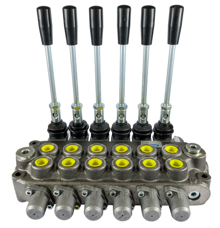 Distributore idraulico da 3/8" a 6 leve doppio effetto 40L