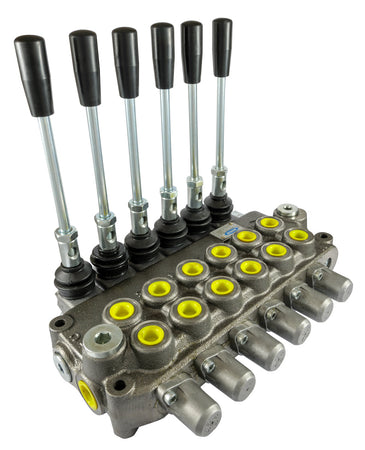Distributore idraulico da 3/8" a 6 leve doppio effetto 40L