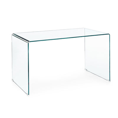 Scrivania Iride porta PC con struttura in vetro trasparente 125 X 70 cm per ufficio e cameretta