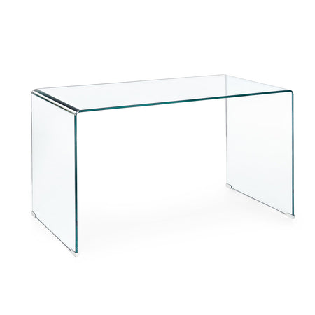 Scrivania "Iride" porta PC con struttura in vetro trasparente 125 X 70 cm per ufficio e cameretta