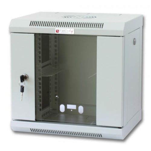 Armadio Rack 10'' a muro 6 unità con pannelli asportabili Grigio prof. 300 mm