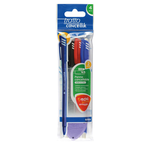 Blister 4 Penna Sfera Cancellabile Cancellik 1,0Mm Col.Assortiti Tratto