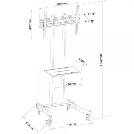 Supporto Mobile da Pavimento per TV LED/LCD 32-70'' con Mensola