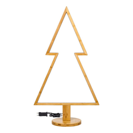Abete triangolare luminoso con led bianco caldo e base in legno decorazione natalizia